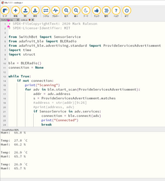 CircuitPython 10行プログラミング Step8 (９) BLE streamで温湿度のセントラル