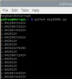 ラズパイでアナログ電圧を扱う (6) MCP3208のプログラム②